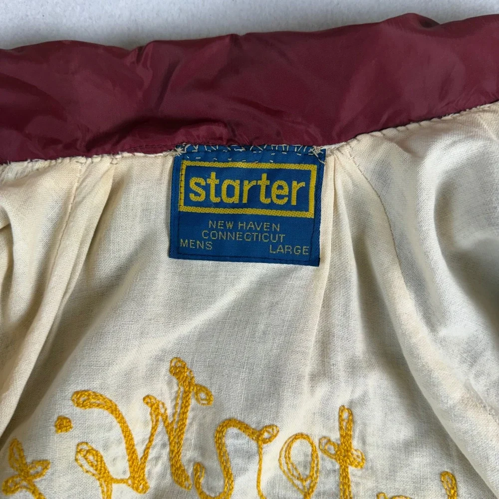 Vintage 70s Starter Coaches Jacket Burgundy Chain Stitch Water Witch Hose Large